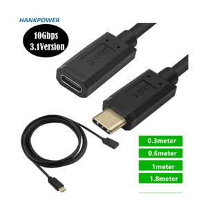镀金USB C型10Gbps 90度公母USB3.1扩展器C型快速充电数据同步电缆