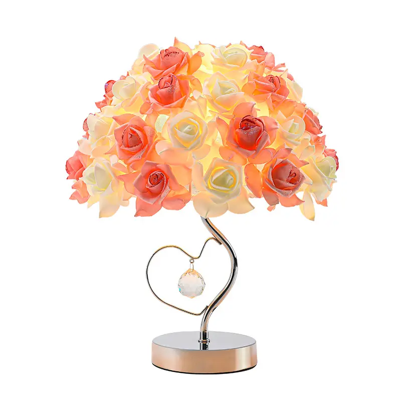 E27 Rose Crystal Slaapkamer Bedlampje Nacht Lamp Eenvoudige Warme Decoratie Netto Rode Tafellamp