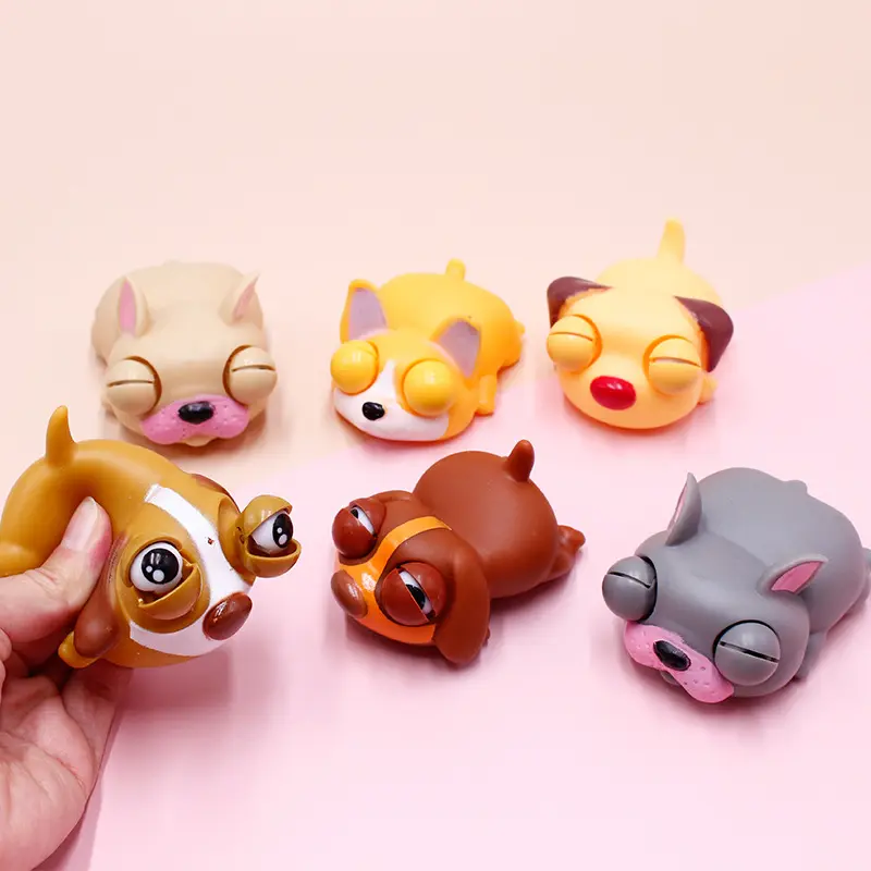 El mejor precio, Mini lindo perro Kawaii Animal Tpr Squishy Stress Reliever Squeeze Toy Eyes Pop Out con ojos saltones para niños