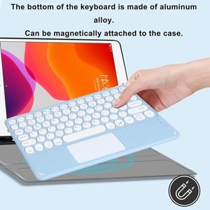 Teclado inalámbrico Bluetooth con panel táctil alemán redondo azul claro recargable ultrafino para iPad Pro/iOS/Mac OS/Windows/Android - Product Image 2