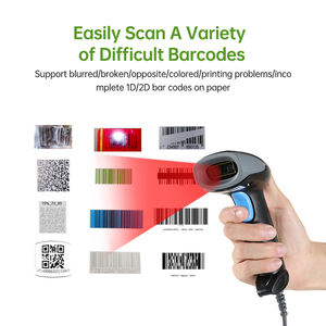 Supermercado de alta velocidad E-pay Wired Qr 1D 2D Lector de código de barras Escáner de código de barras de mano - Product Image 4