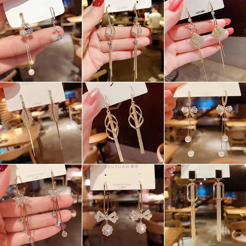 JC Crystal wholesale 2022 nuovi disegni moda orecchino di diamanti luminosi per le donne moda orecchini a goccia lunga in acciaio inossidabile
