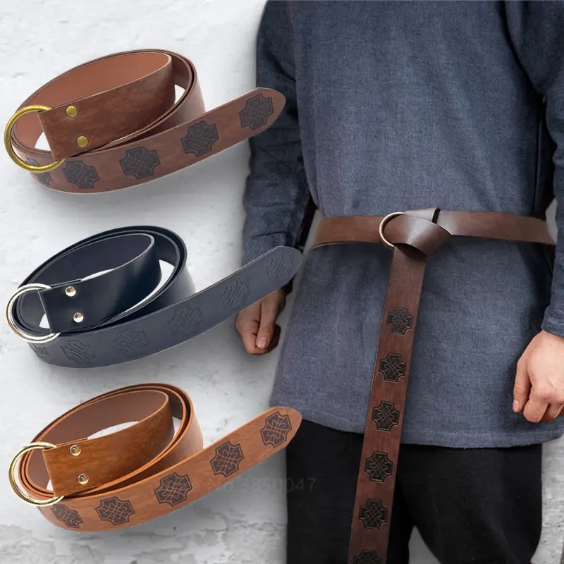 Renaissance médiévale taille anneau ceinture Costume accessoire pièces pour hommes adultes Viking chevalier Pirate Cosplay cuir ceinture boucle