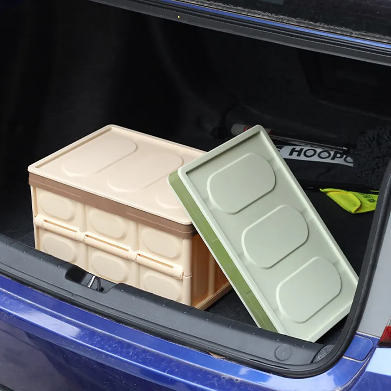 Camping Efficient Waterproof Cargo Box Large Collapsible Storage Bins with Lids Color Plastic Stackable Foldable Storage Box