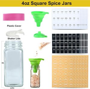 Glass <strong>Spice</strong> <strong>Jars</strong> <strong>Spice</strong> Containers with Pink Lids and Shaker Lids <strong>Spice</strong> Labels 1 Collapsible Funnel <strong>2</strong> Erasable Markers - Product Image 4
