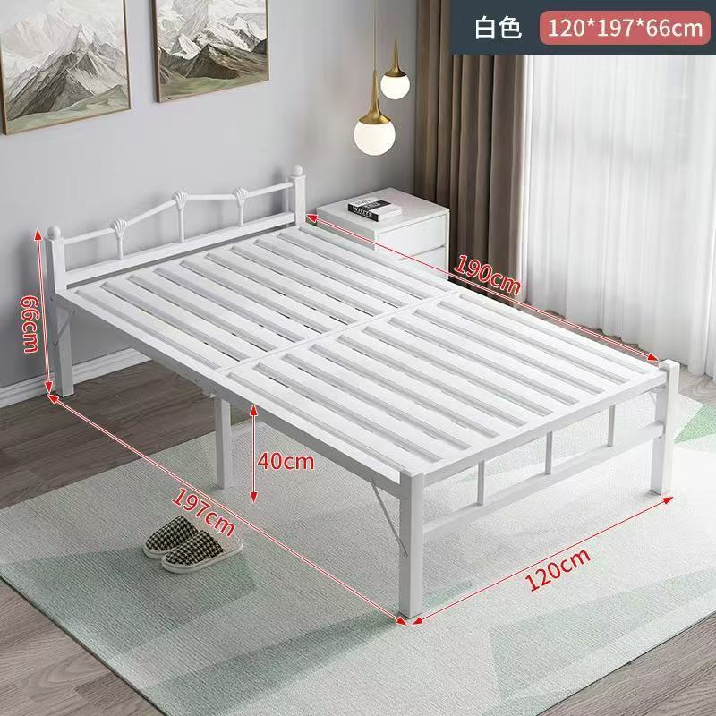 Cama de hierro blanco, 120 cm de ancho.