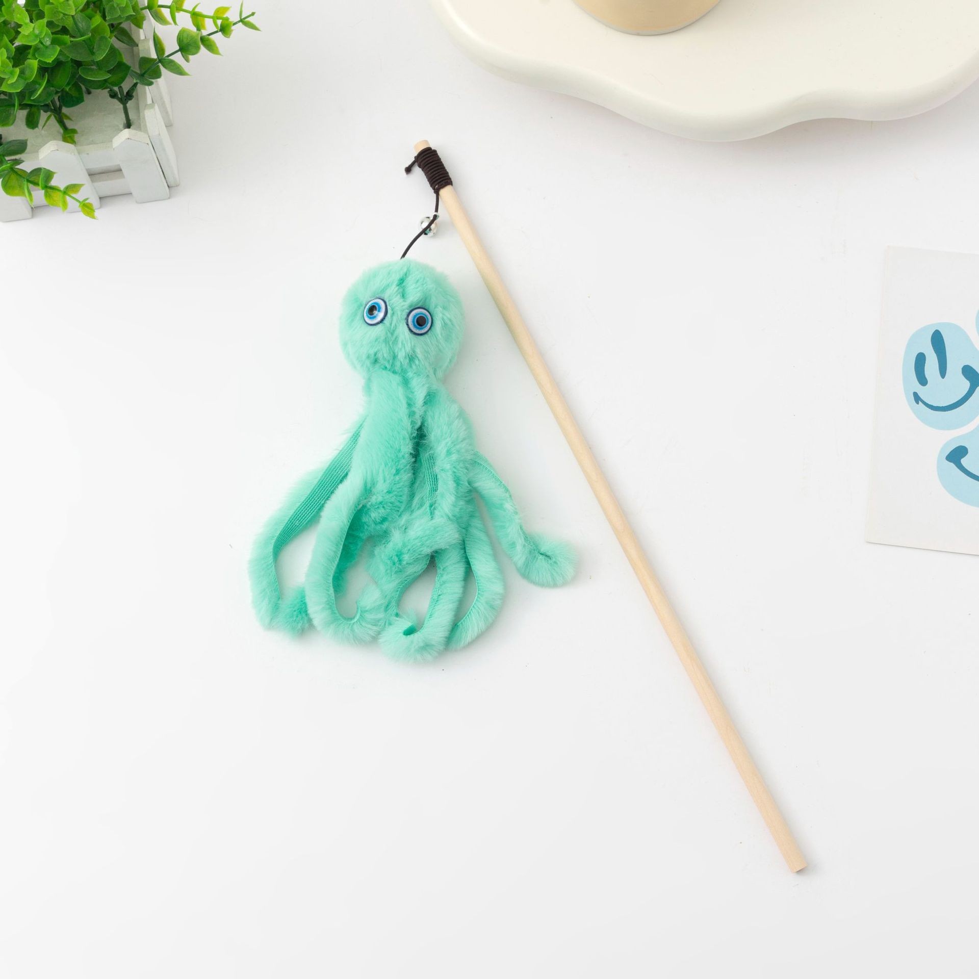 Green octopus cat teaser stick