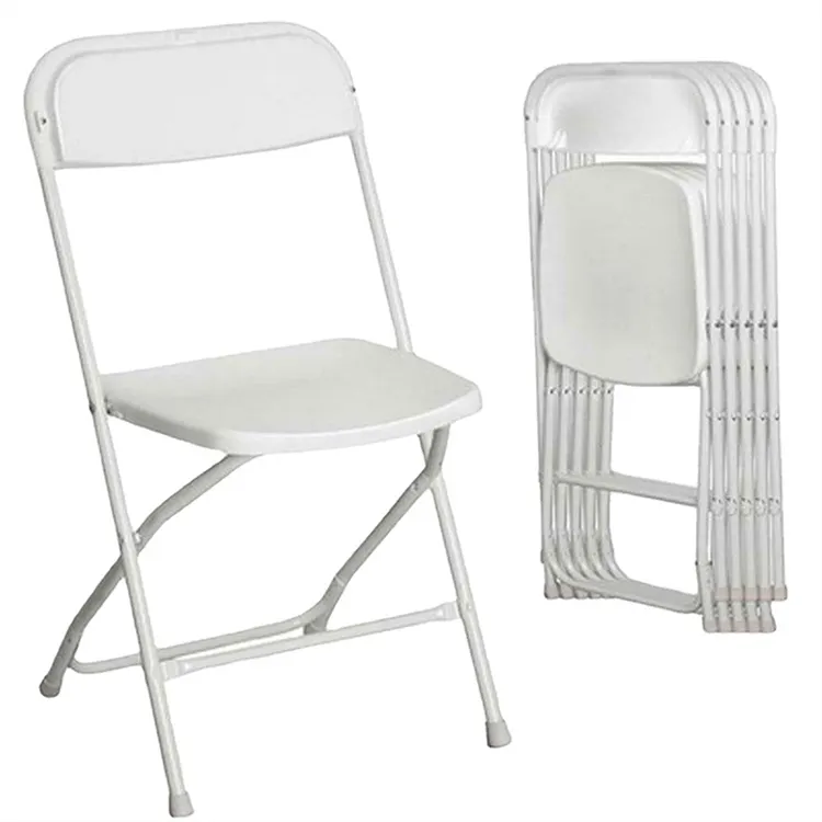 Meubles de jardin bon marché Chaise pliante pliable en résine PVC PP noire blanche Chaise arabe en plastique et métal Chaise de jardin