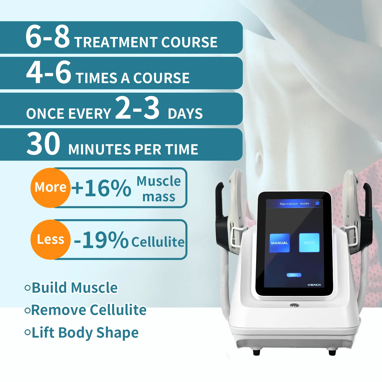 2 Handles Portable Ems Body Sculpting Machine Electric Muscle Stimulator Ems Estimulador Muscular Profesional