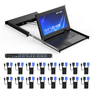 15.6&quot; <strong>LCD</strong> <strong>KVM</strong> <strong>Switch</strong> 16 Port VGA + 16 Cables, MT-VIKI 15.6 Inch 1U Rackmount <strong>LCD</strong> <strong>KVM</strong> <strong>Switch</strong> Drawer Console 16x1 - Product Image 2