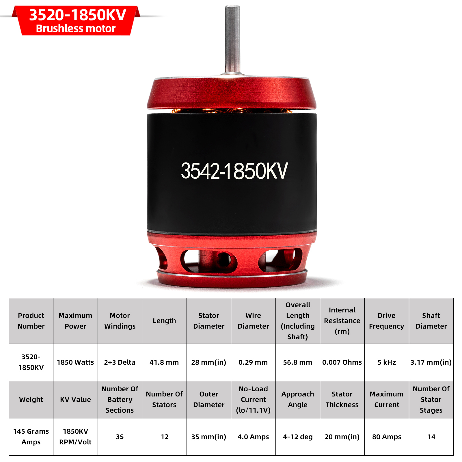 3542 Brushless 1850 KV