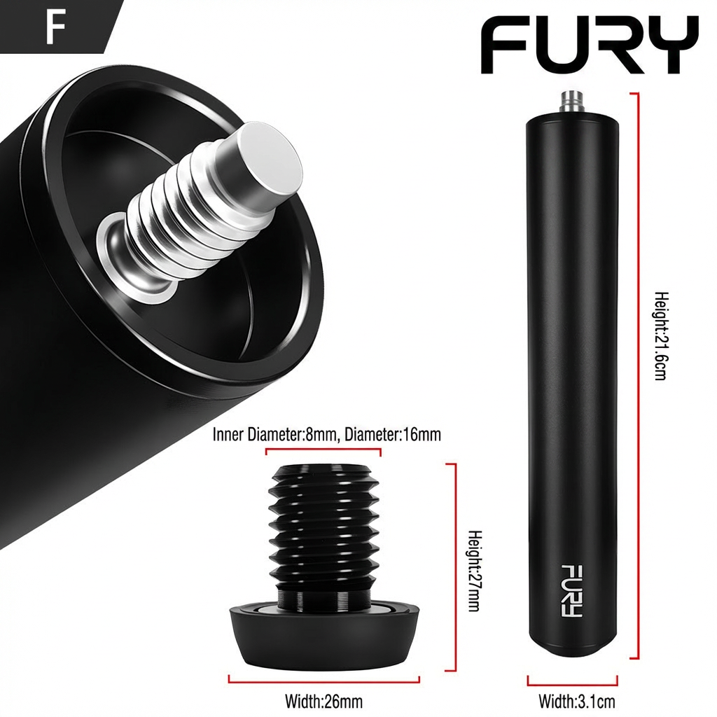 Black Aluminum Alloy-FURY Cue Extension