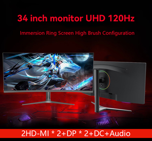 จอมอนิเตอร์คอมพิวเตอร์แบบโค้ง ultrawide 1ms 34นิ้ว<span class=keywords><strong>120Hz</strong></span> โค้ง4K UHD สำหรับเล่นเกมมีแสงไฟ