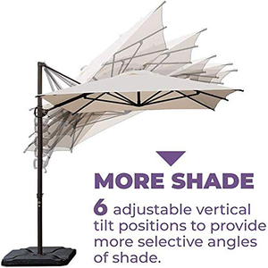 HOMFUL <span class=keywords><strong>Offset</strong></span> Patio Umbrella <span class=keywords><strong>Rectangular</strong></span> Cantilever Umbrella Garden Hanging Umbrella with Crank &amp; Easy Tilt