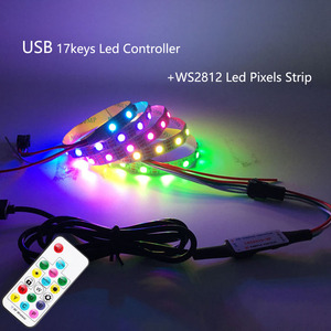 5 в постоянного тока WS2812B USB Светодиодная лента дистанционный радиочастотный контроллер RGB 5050 индивидуально Адресуемая Светодиодная лента WS2812b Пиксельная Светодиодная лента - Product Image 2