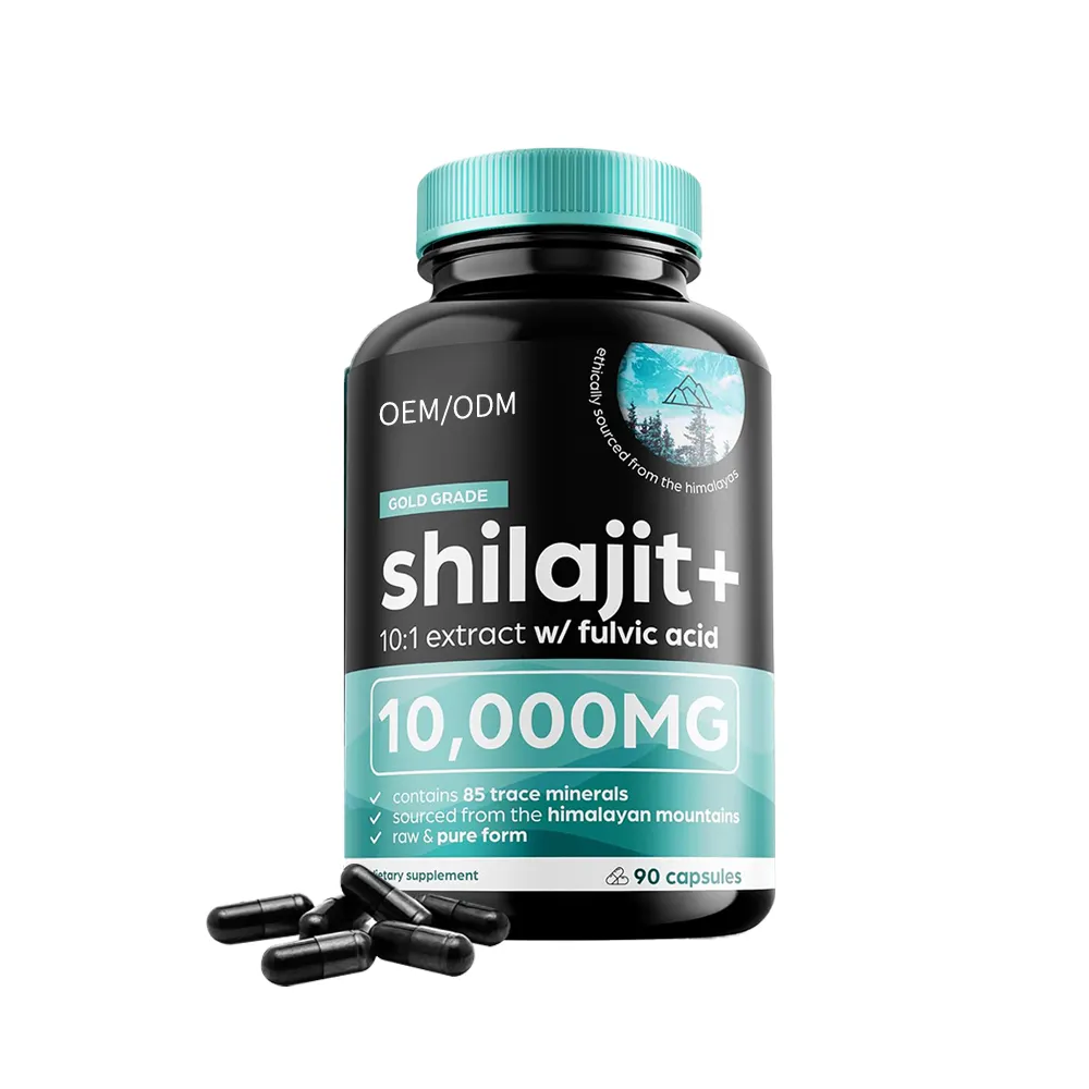 Bubuk ekstrak Shilajit alami 50% asam Fulvic 500MG/120 kapsul/botol kapsul Shilajit