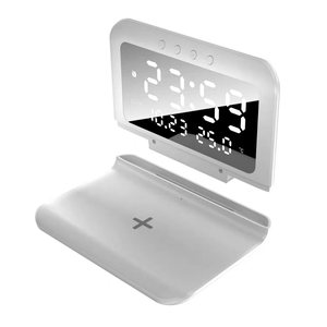 15W多機能ワイヤレス充電器充電式時計<span class=keywords><strong>LED</strong></span>デスクトップデジタル目覚まし時計ワイヤレス充電器ドック