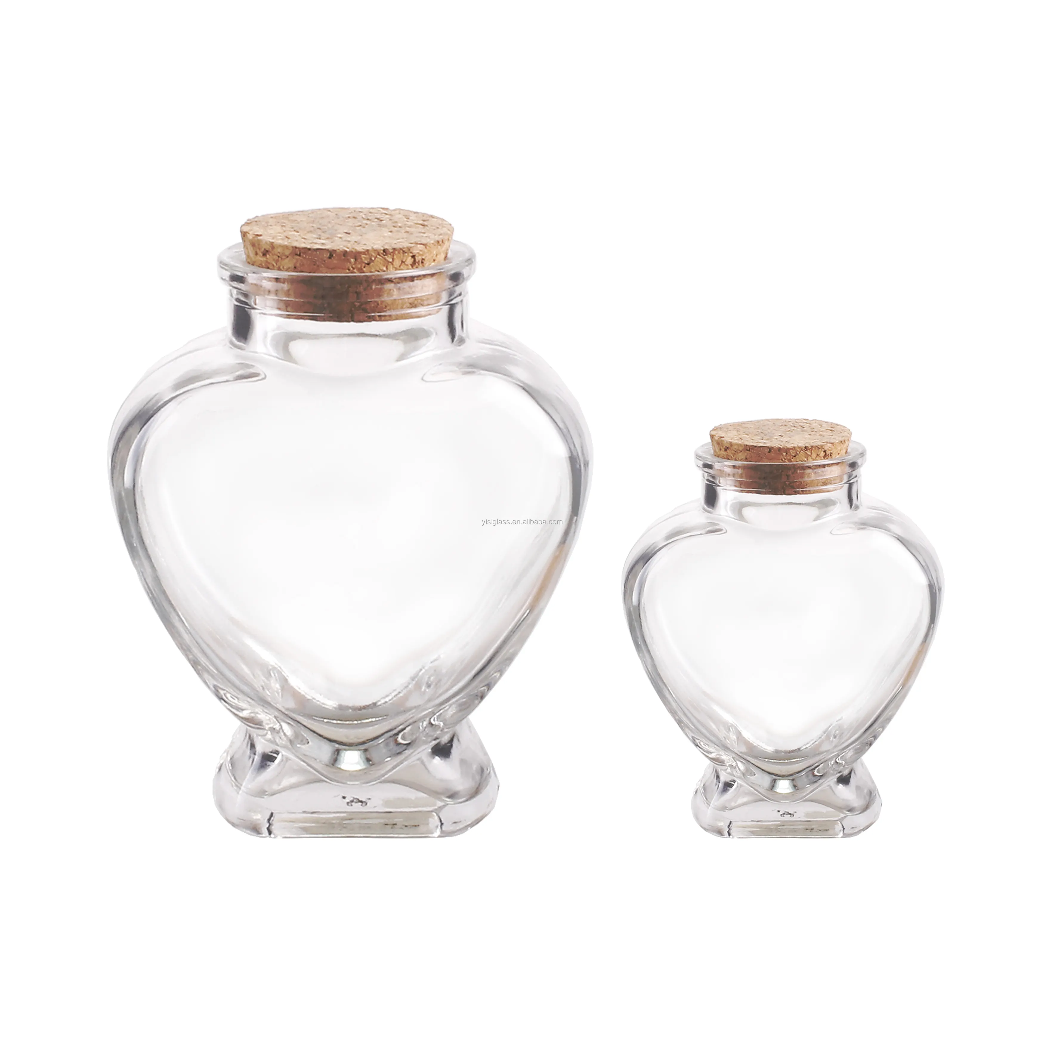 Hartvormige Glazen Fles Voor Bruiloftsdecoratie Diy Cadeau Huisfeest 50Ml Hartvormige Glazen Pot Wensen Gunst Fles Met Kurk