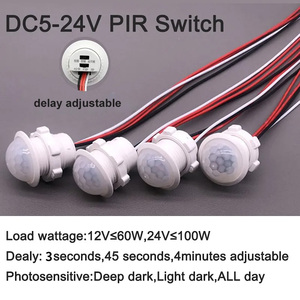 Pequeño interruptor de luz de techo Detector de movimiento Pir temporizador detección inteligente ajustable tira de luz LED sensor de movimiento de 360 grados