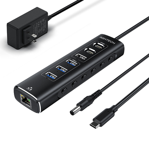 RSHTECH Powered 7 Ports USB 3.1/3.<strong>2</strong> Gen <strong>2</strong> USB 3.0 <strong>Type</strong> C hub 7 in 1 Rj45 <strong>Network</strong> adapter other <strong>Computer</strong> accessories for Laptop - Product Image 1