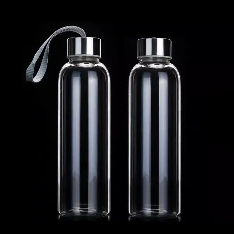 Garrafa de água motivacional à prova de vazamentos, amostra grátis, garrafa de água de vidro de resistência a altas temperaturas personalizada