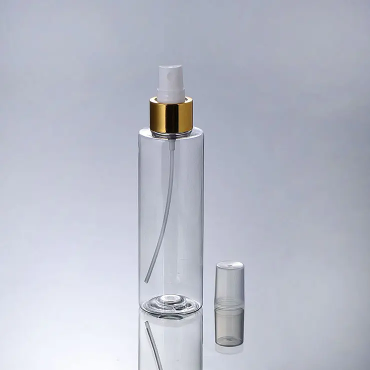 Botella vacía transparente con tapa dorada, botella pulverizadora de Tóner para cosméticos, Pet, 75ml, 120ml, 250ml