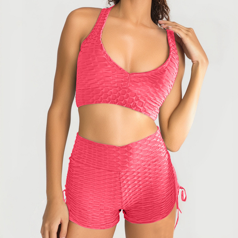 Traje rosa (sujetador con cordón ajustable y shorts)