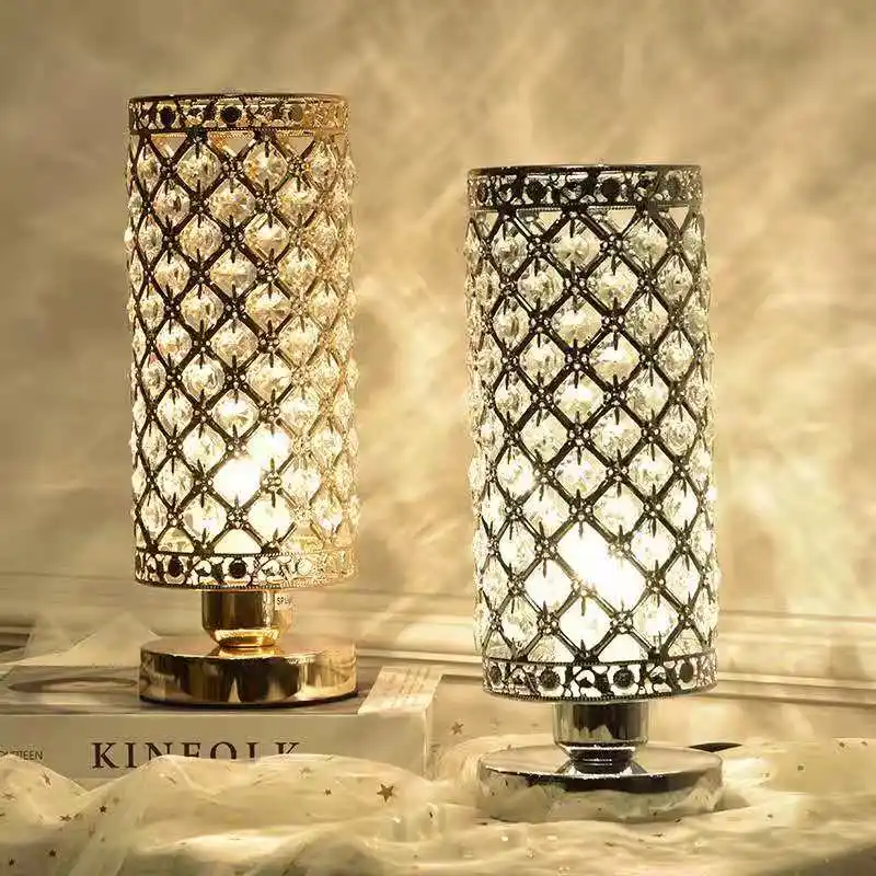 Lâmpada de mesa de cristal moderna, lâmpada criativa, para sala de estar, decoração romântica, lâmpada de cabeceira