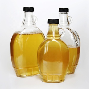 ユニークな250ml375ml700mlメープルシロップボトル飲用ハンドル付きフラットシロップディスペンサーガラスボトル