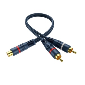 Alta calidad 1 hembra a 2 macho 2 Paquete de cable RCA divisor 1 entrada 2 salida RCA divisor RCA y divisor