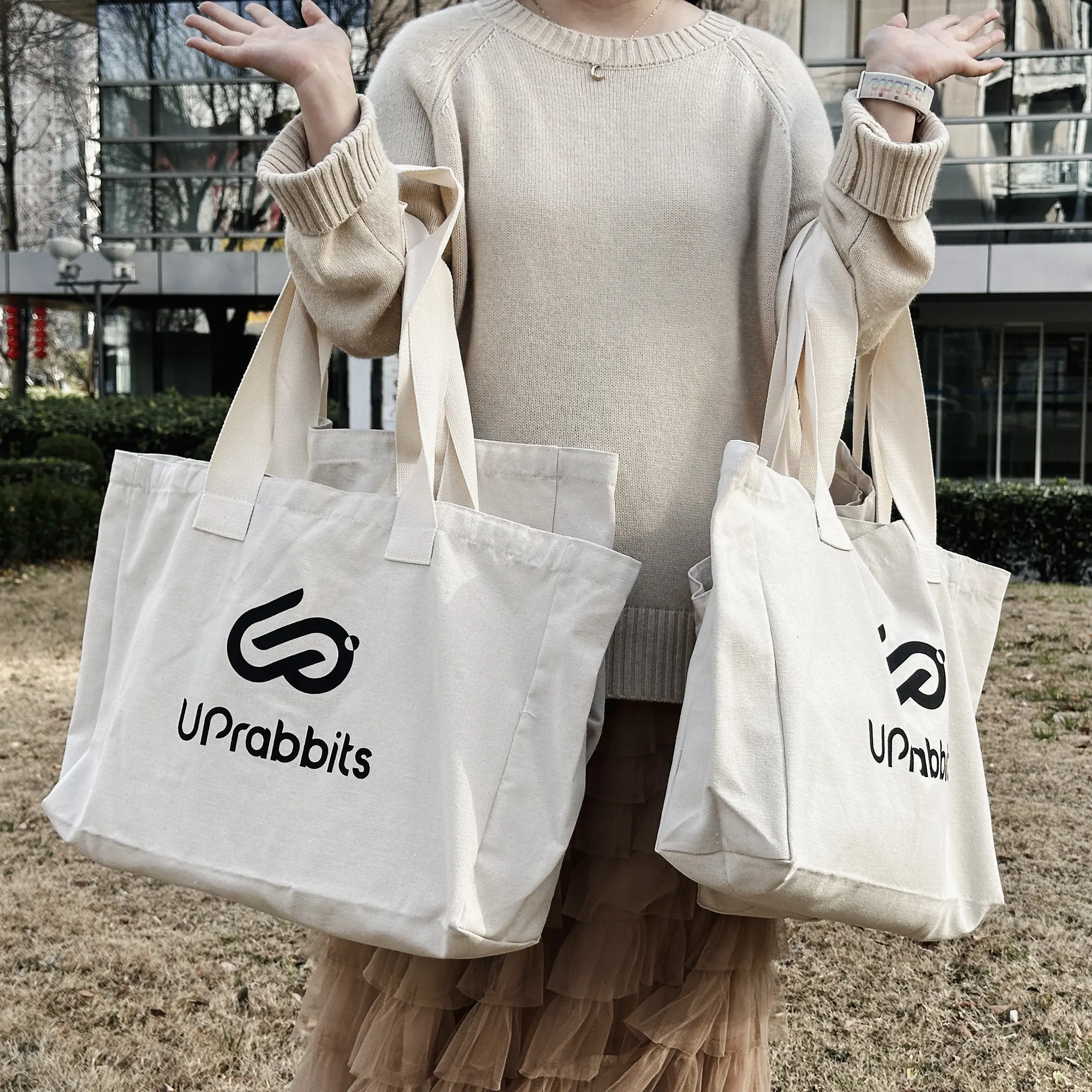 Individuell bedrucktes Logo umweltfreundliche Individuelle Tote-Einkaufstaschen Baumwoll-Canvas-Tote-Taschen mit individuell bedrucktem Logo