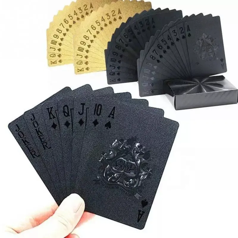 Vgather V00021600 carte da gioco in oro 24 carati mazzo di giochi da Poker lamina d'oro Set da Poker carte magiche in plastica carte impermeabili magiche