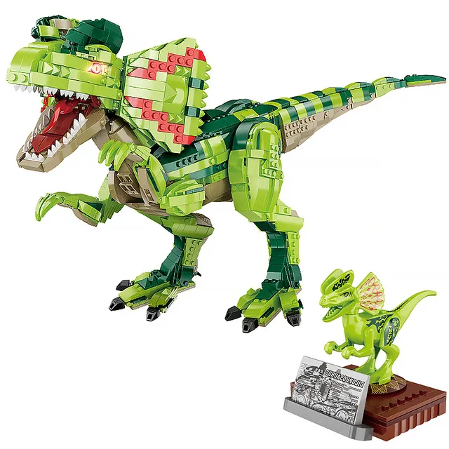 FC6202 Forange Jurassic Dinosaur Park 2 Large Animal Model Swift Dilophosaurus DIY Building Blocks Brick Sets Toys for Children