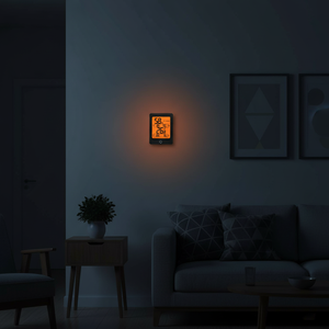 เครื่องวัดอุณหภูมิและความชื้นดิจิตอลในร่ม หน้าจอสัมผัส มีไฟแบ็คไลท์ ขนาดเล็ก จอ LCD วัดอุณหภูมิและความชื้น วัสดุพลาสติก สำหรับห้องนอน สำนักงาน บ้าน - Product Image 4