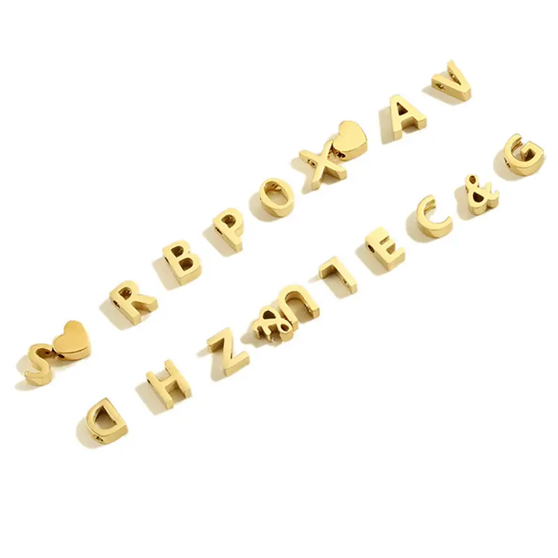 Pendentif avec initiales de 26 lettres en acier inoxydable, accessoires de bijouterie, bricolage, trou de 1.8mm, 1 pièce