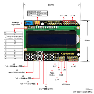 Keyestudio LCD1602 schermo schermo di espansione per UNO R3 scheda di controllo per arduino