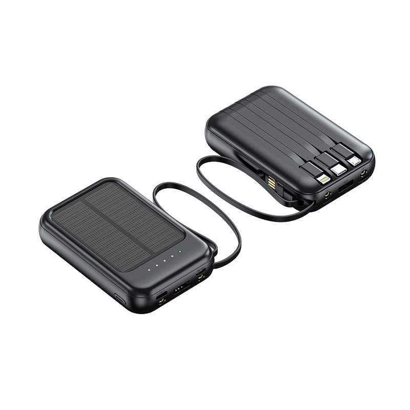Batterie solaire externe avec câble intégré - Noir