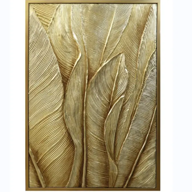 Pintura a óleo Handmade Canvas Art Abstrato Textura Pesada Moderna 3D Relief Gold Foil Pintura Home Decor Folha Wall Art