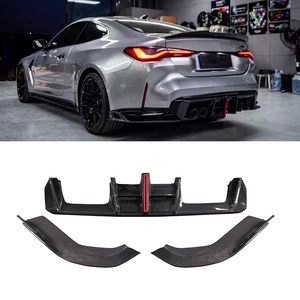 Kuru karbon Fiber AE tarzı arka difüzör BMW M3 M4 G80 G82 2021 + arka tampon difüzör dudak işık araba Bodykit ile - Product Image 1