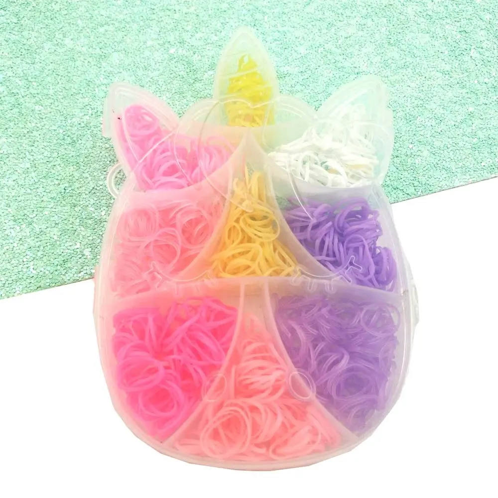 Stock rubber bands Colorful mini elastic Hair Band sets with Plastic Animal box for girl hair accessories