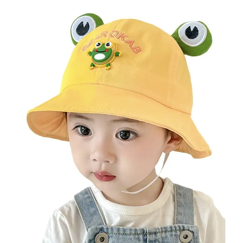 Topi bayi musim semi musim panas anak-anak topi matahari katak kartun topi nelayan anak laki-laki perempuan katun bayi topi tabir surya