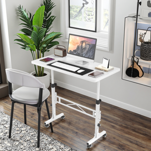 Modern Adjustable Height Standing <strong>Computer</strong> Desk Portable <strong>Rolling</strong> Desk Wheels Sit Stand <strong>Table</strong> for Mobile MDF Office Furniture - Product Image 3