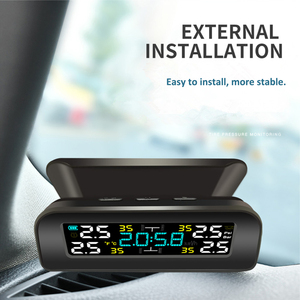 Universal TPMS inalámbrico de control de presión de sistema de energía Solar reloj LCD Display 4 Sensor externo de los sensores de presión - Product Image 2