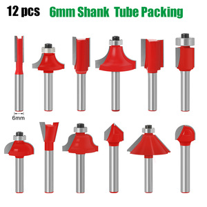 1/4 <strong>6MM</strong> 8MM 12-piece Woodworking Milling <strong>Cutter</strong> Set with Trimming Fillet Straight Milling <strong>Cutter</strong> - Product Image 3