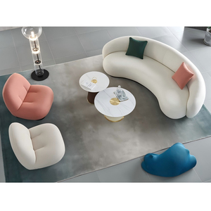 Canapé moderne à section en arc, tissu velours nuage, canapé 3 places pour réception d'hôtel, canapé d'attente dans le hall - Product Image 3