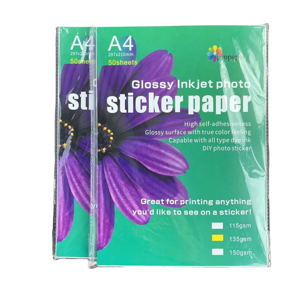 Schlussverkauf A3 A4 Tintenstrahldruck Fotopapierrolle hochwertiges satinfarbenes glänzendes RC-Etikettenpapier mit selbstklebenden 115 g 135 g Aufklebern