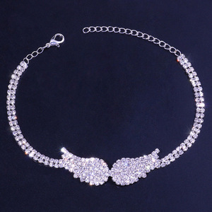 Yeni varış moda kanatları elmas halhal parlak Rhinestone bilek zincir melek kanat halhal bilezik kadınlar için parti takı