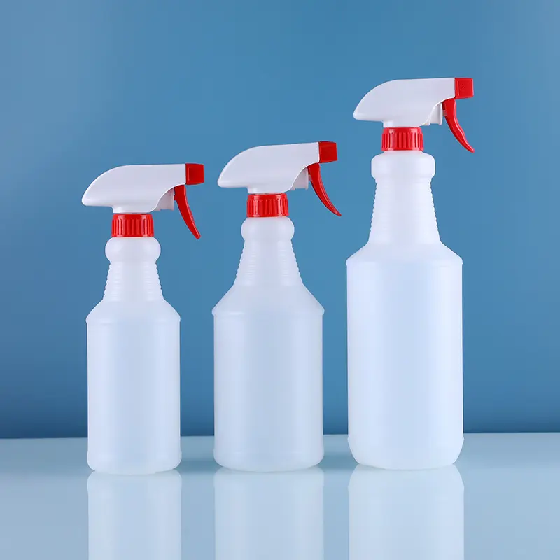 Fábrica al por mayor nueva 500ml 750ml 1000ml botella vacía de spray de neblina de gatillo PE botella recargable personalizada para la limpieza del hogar