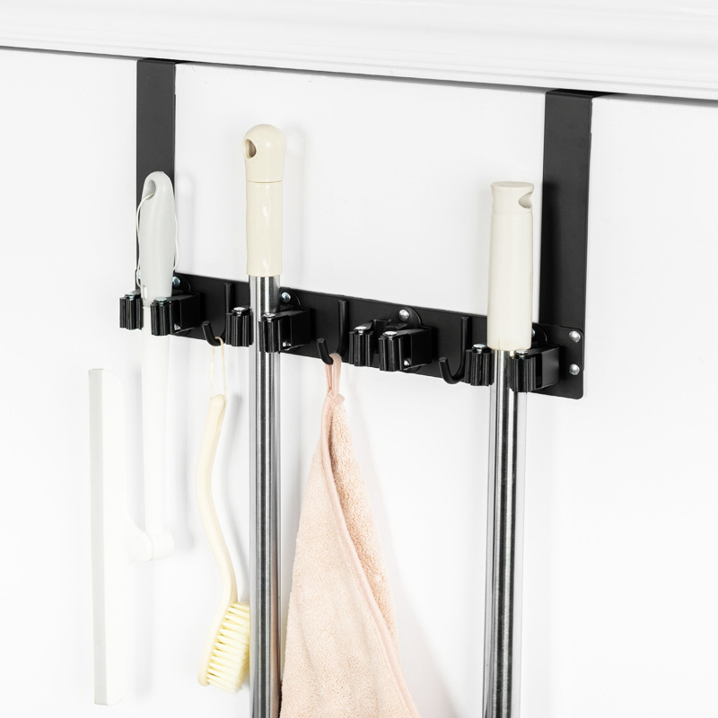 Black 4 clip 3 hook-hole free door hanging type