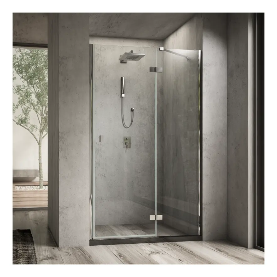 Hotaqi Arc Hinged Shower Door with Adjustable Aluminum Wall Profile Corner Shower Enclosure OEM ODM